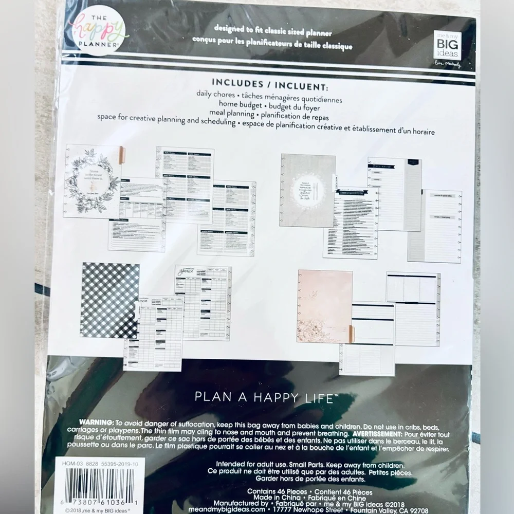 ❗️The Happy Planner Household Extension Pack with Black and White Floral Design